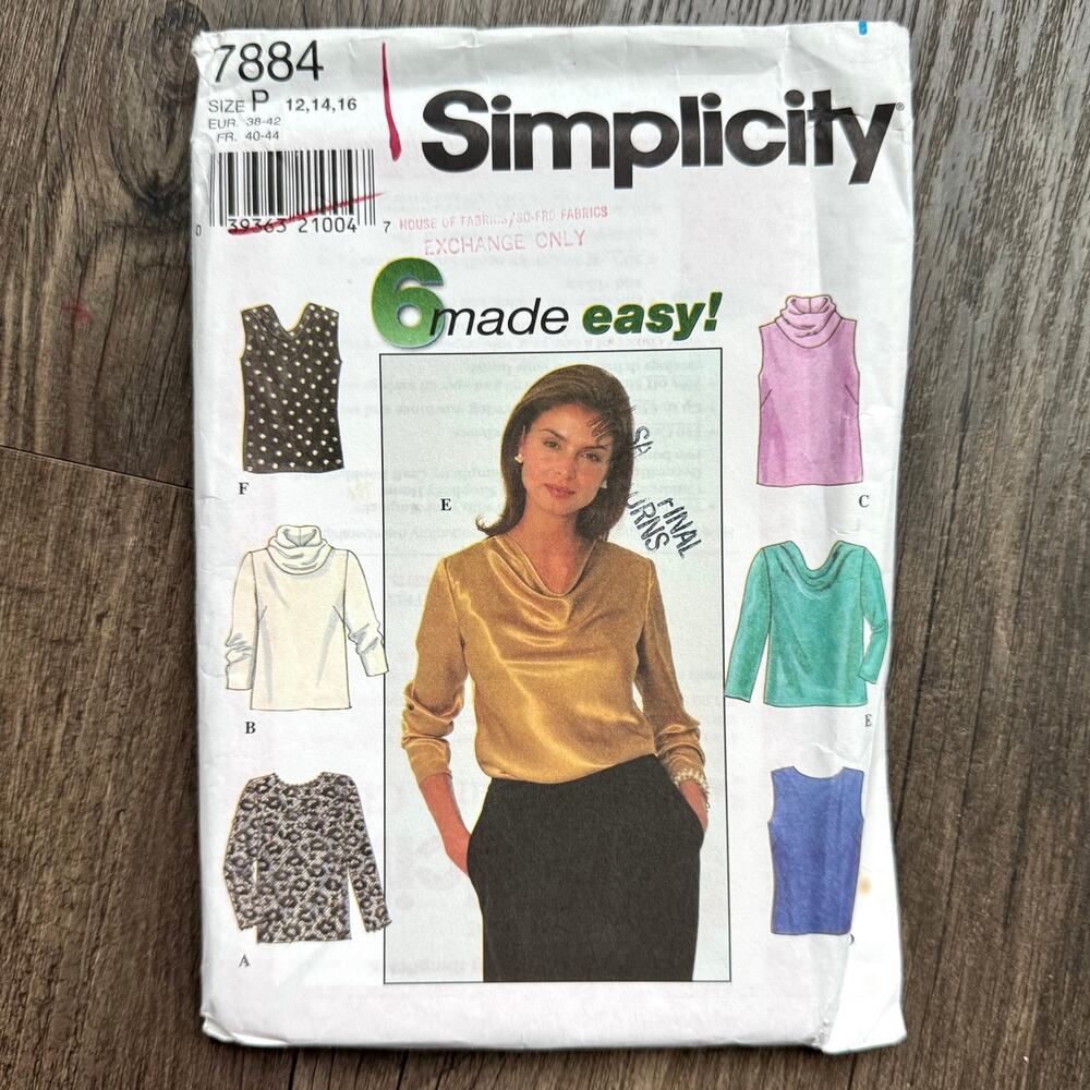 UNCUT Vintage 1990s McCalls 4880 Sewing Pattern Womens Size S-M EASY Set of Tops